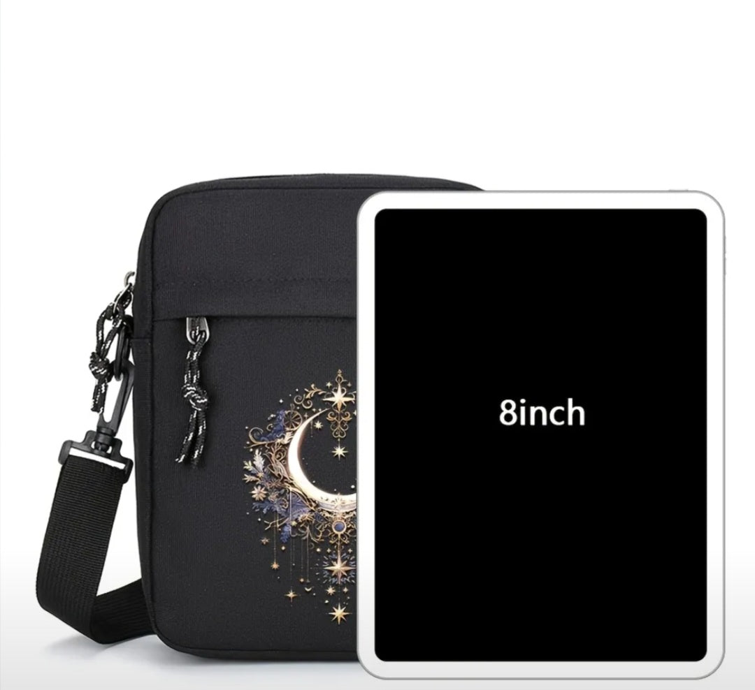 Large Capacity Oxford Crossbody Bag with Moon and Star Design Great for Book Lovers and Kindle Users